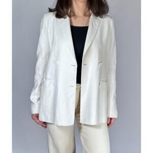 Theory White Linen Viscose Blazer Size 4